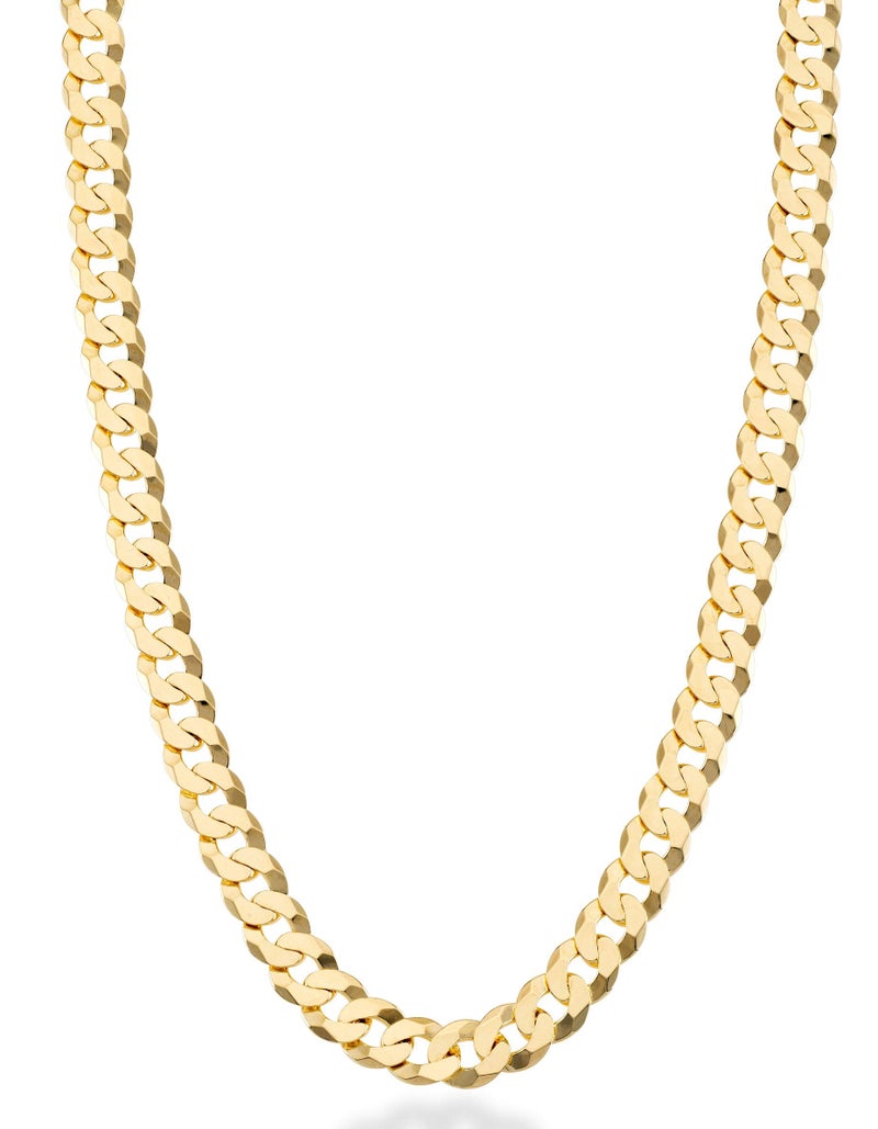 Miabella Italian 18K Gold Plated 925 Sterling Silver 7mm Cuban Link Curb Chain Necklace for Men Women, Made in Italy (Length 24 Inches) - Image 1
